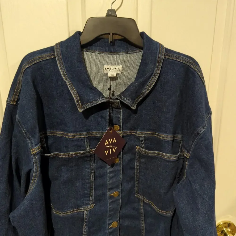 NWT Ava & Viv Denim Jacket, 4X - Picture 2 of 5